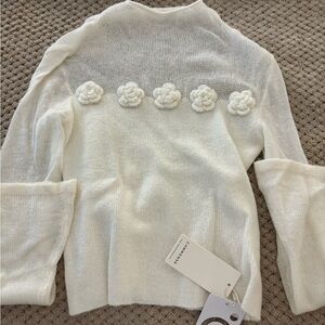 Commense White Cowl Neck Sweater